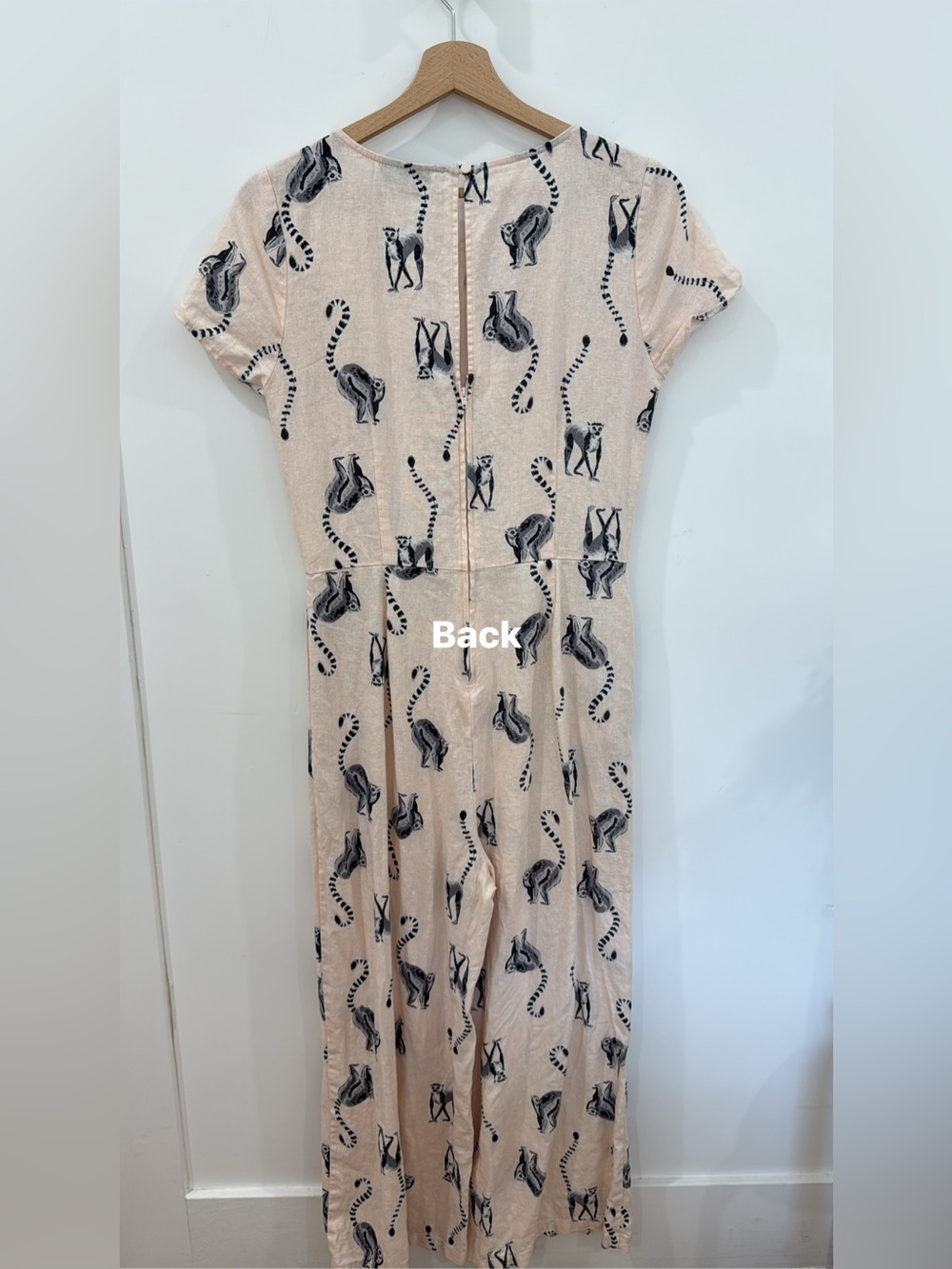 ModCloth Cream Jumpsuit with Black Lemur Print - Picture 3 of 3